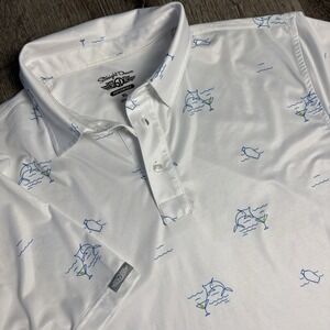 Straight Down Performance Mens XL Polo Shirt Martini Marlin Swordfish Golf Logo